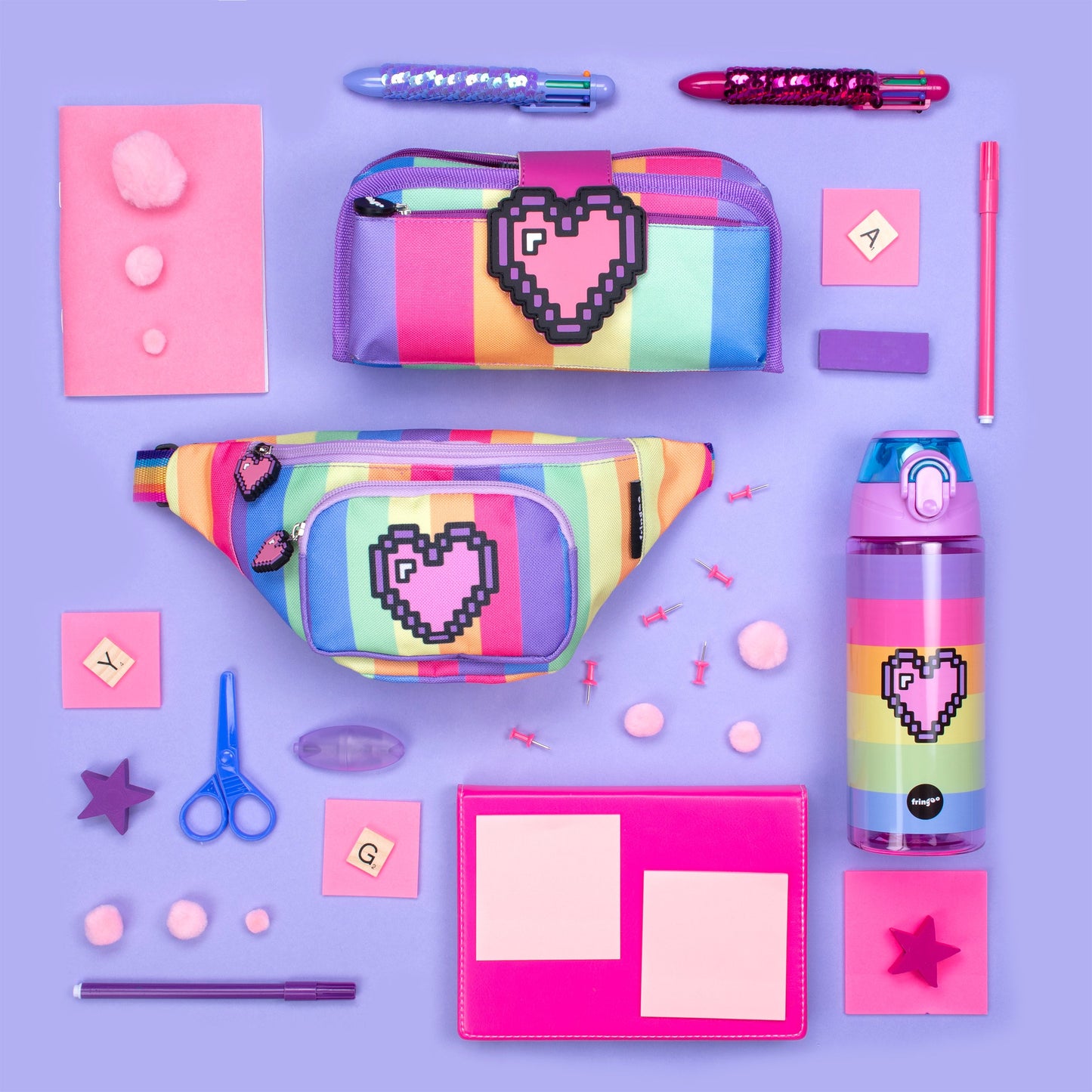 Trousse scolaire avec patch en silicone – Pixel Heart for | Fringoo