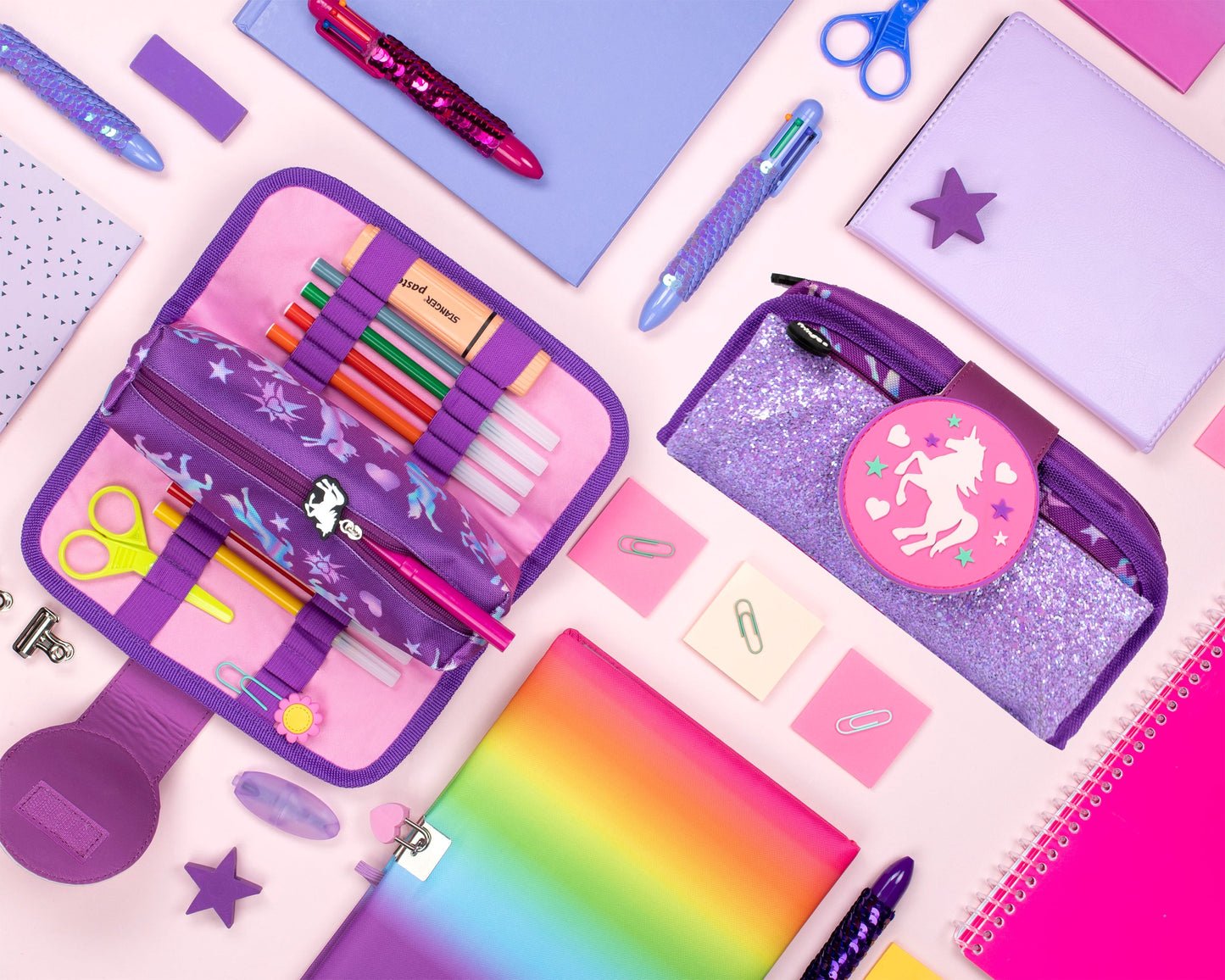 Trousse scolaire avec patch en silicone – licorne Ombre for | Fringoo