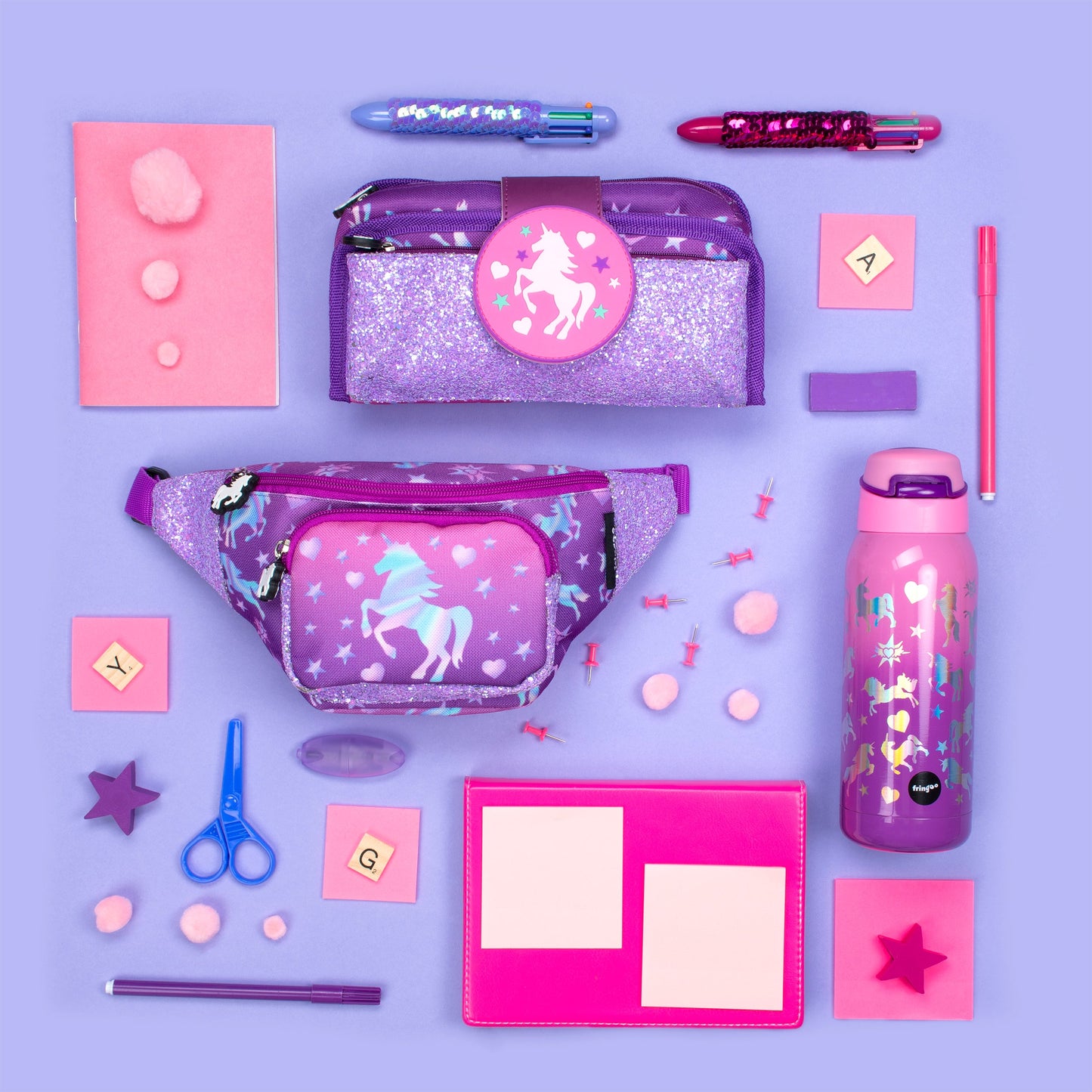 Trousse scolaire avec patch en silicone – licorne Ombre for | Fringoo
