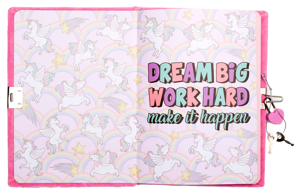 Carnet en peluche 3D – rose licorne Wings