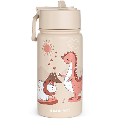 Thermo Kinder Trinkflasche Edelstahl - Dinos braun