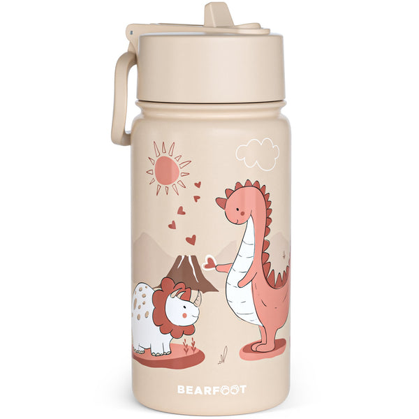 Thermo Kinder Trinkflasche Edelstahl - Dinos braun