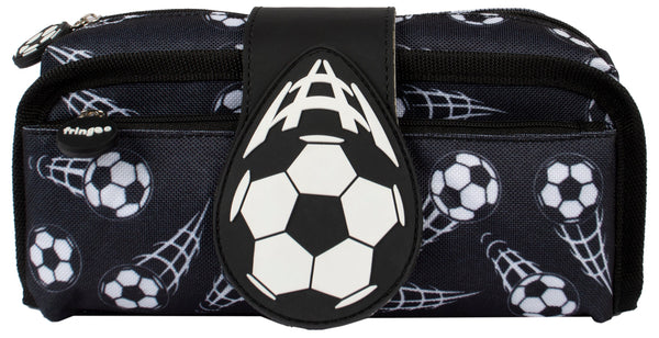 Trousse scolaire avec patch en silicone – football noir – ' football Stationery Organiser