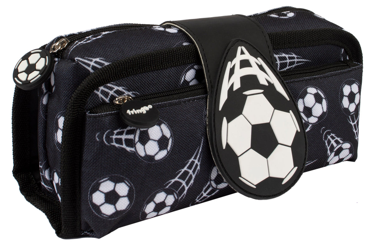 Trousse scolaire avec patch en silicone – football noir – ' football Stationery Organiser