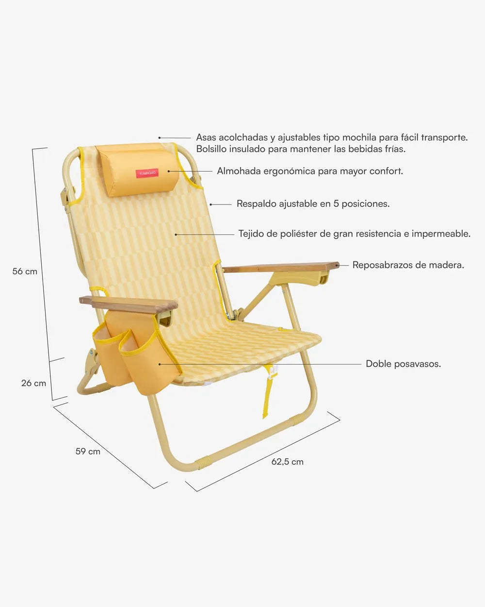 Silla plegable playa amarilla - ODIN