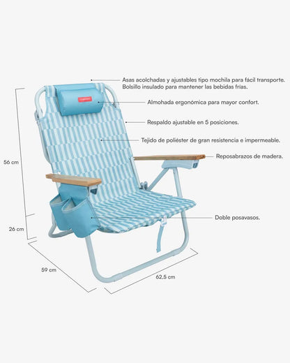 Blue folding beach chair - ODIN