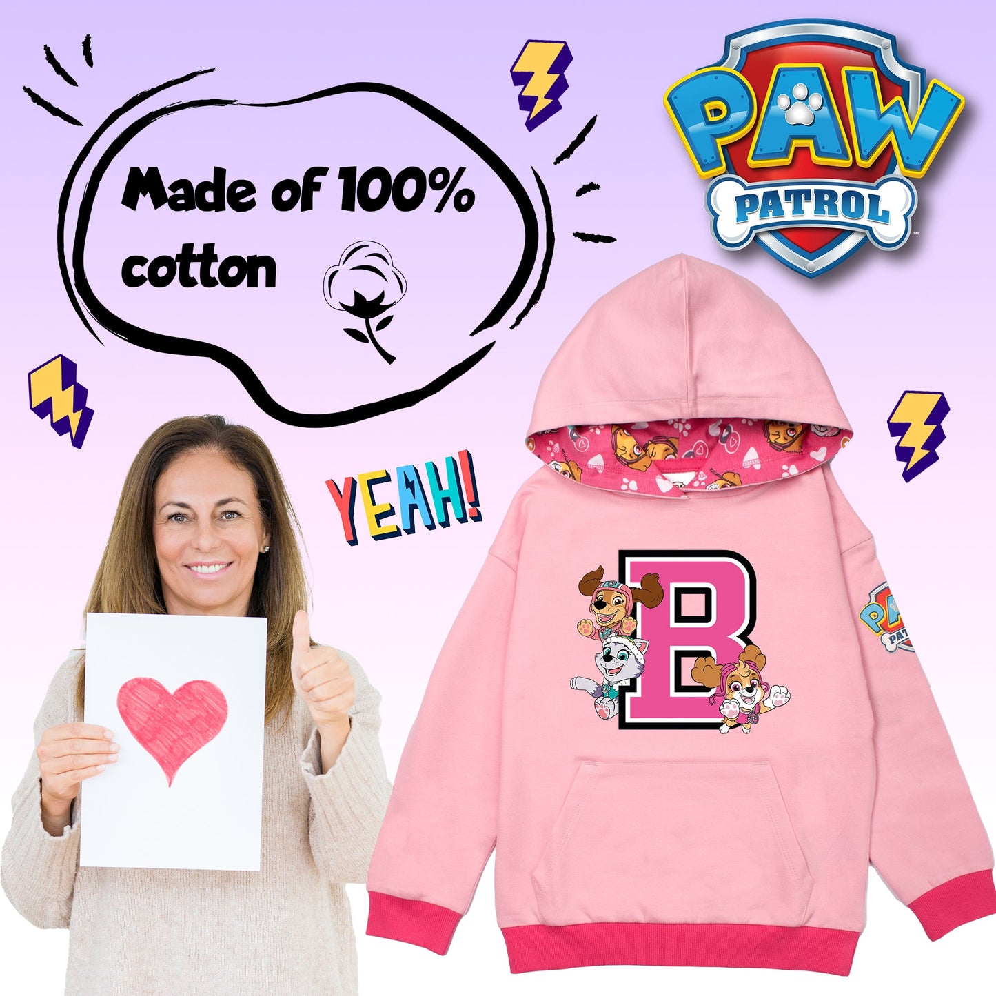 Pat’ Patrouille Sweat à capuche fille- rose