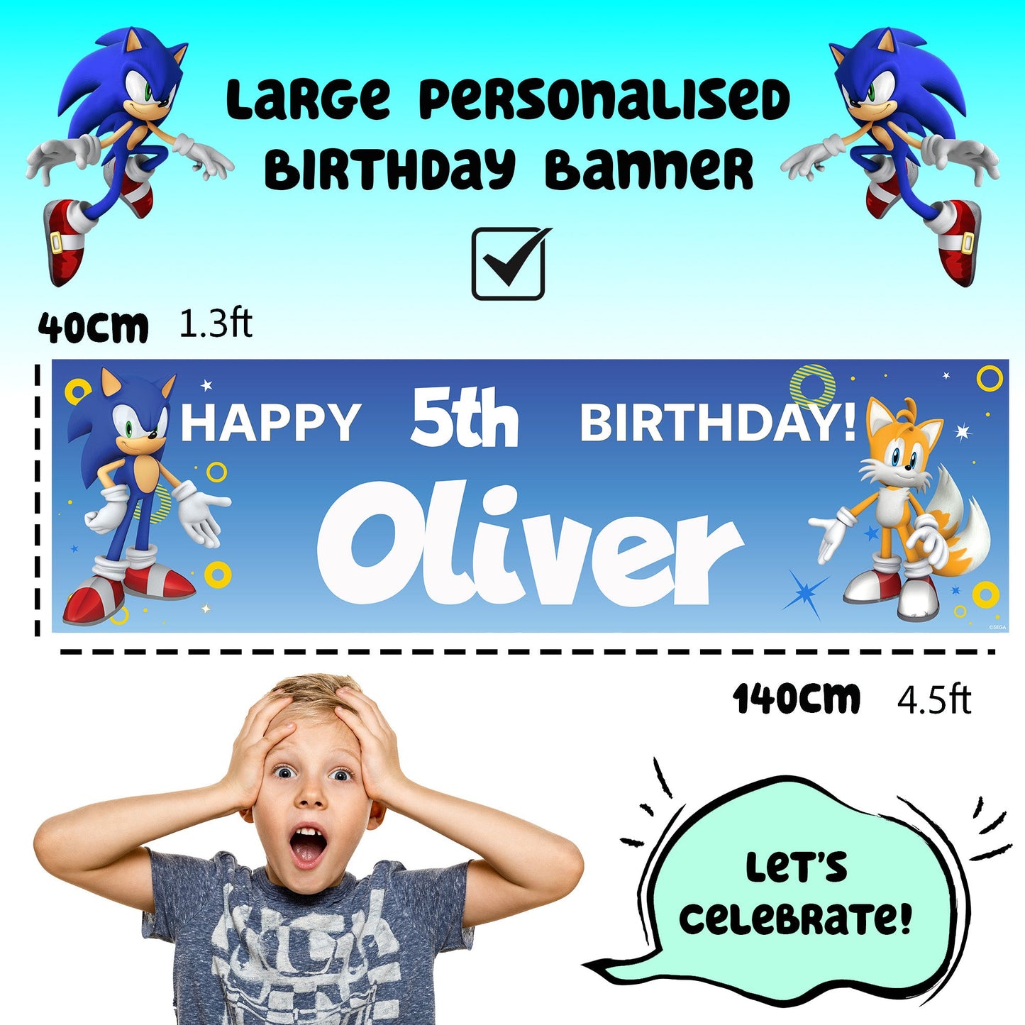Sonic The Hedgehog Birthday Banner