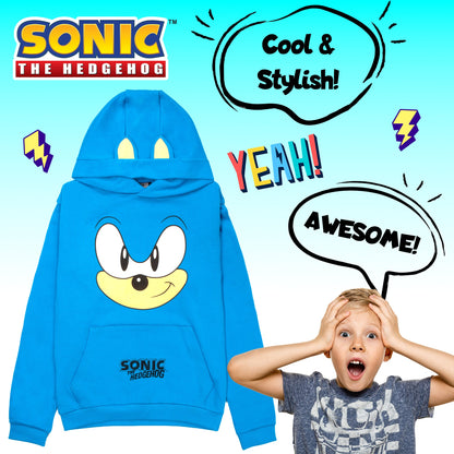 Sonic THE HEDGEHOG garçon Sweat à capuche – 100% Cotton Hooded Sweatshirt