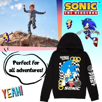 Sonic THE HEDGEHOG garçon Sweat à capuche – 100% Cotton Hooded Sweatshirt