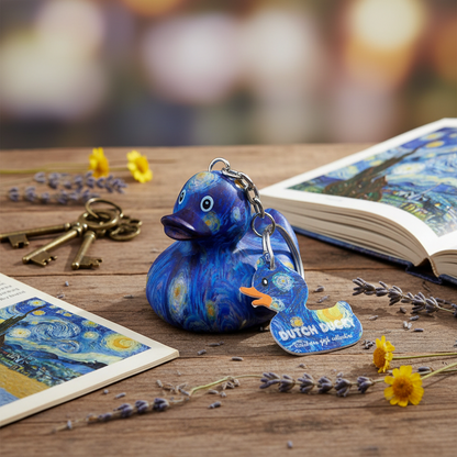 Starry Night Duck Keychain by Vincent Van Gogh