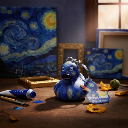 Starry Night Duck Keychain by Vincent Van Gogh