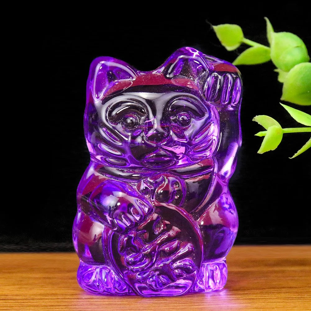 Estatueta Gato da Sorte Roxo