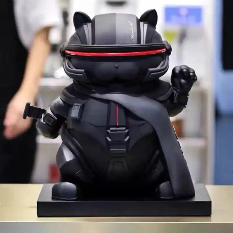Estatuilla de gato cibernético de la suerte negra