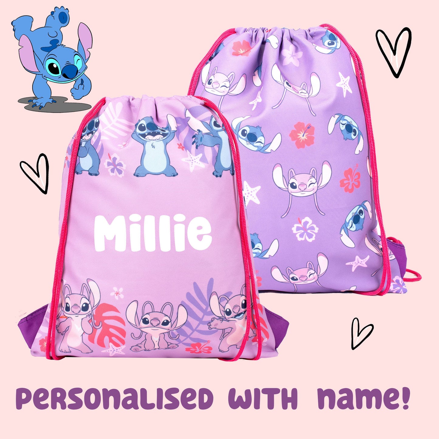 Official Disney Stitch & Angel Sac à cordon | enfant PE Sac