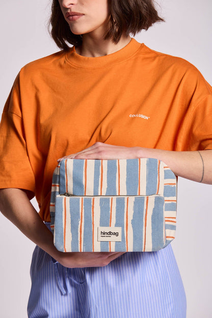 Trousse de toilette XL Alix Rayures Orange et Bleu