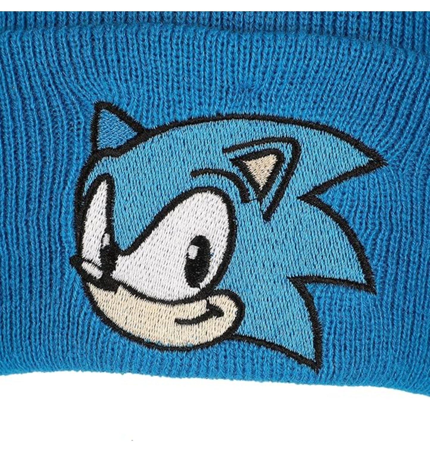 Bonnet côtelé bleu Sonic avec logo