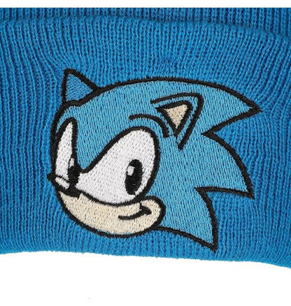 Bonnet côtelé bleu Sonic avec logo