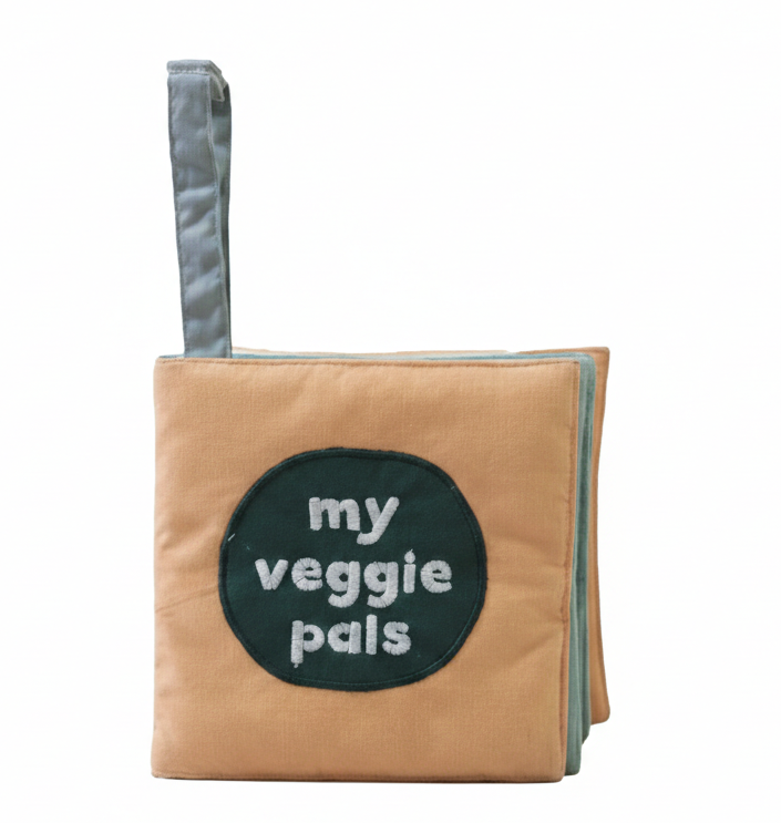 Livre en tissu sensoriel avec effet de froissement Veggie Pals