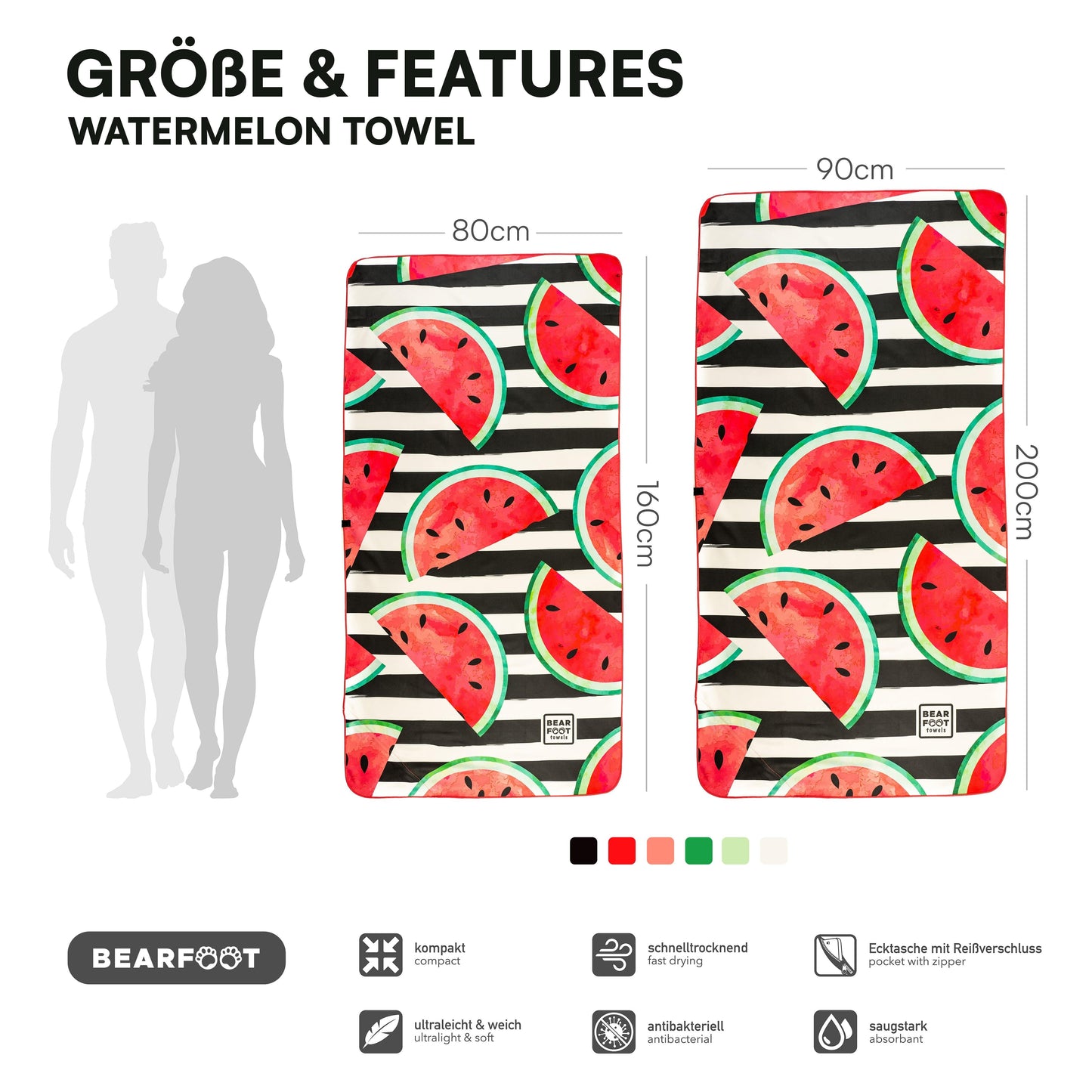 Microfiber Beach Towel - Red Watermelon