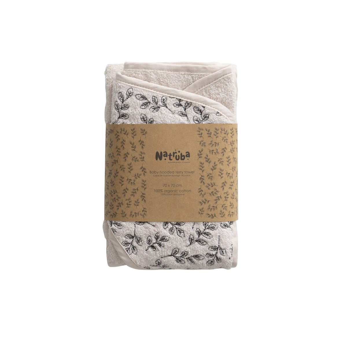Cape de bain bébé en coton bio Crème - Natruba