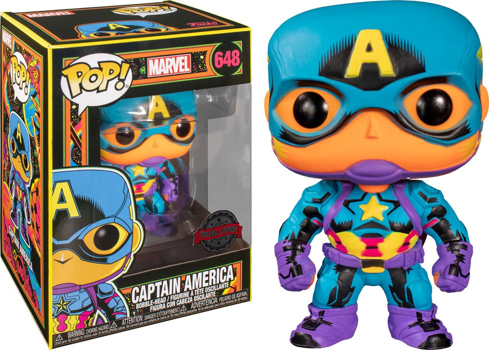 Pop! Captain America (Black Light)