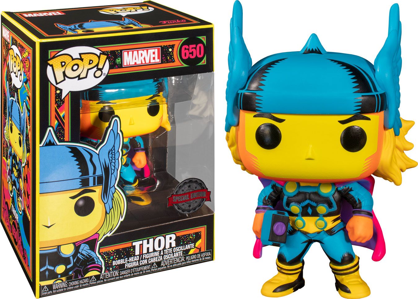marvel funko pop marvel black light thor