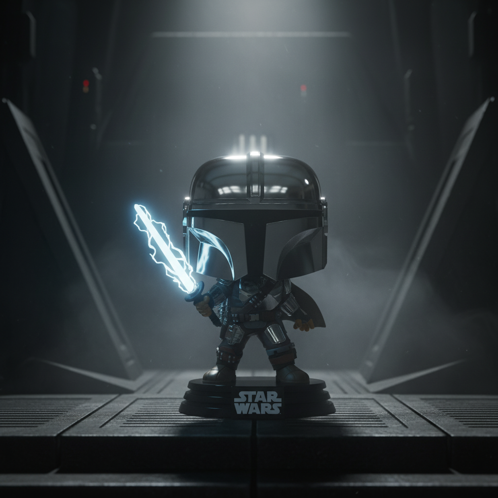 Pop! Le Mandalorian avec Darksaber (Metallic/Glow)