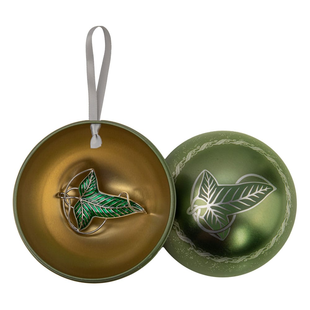 Bola de Navidad de El Señor de los Anillos con broche de hoja de Lórien