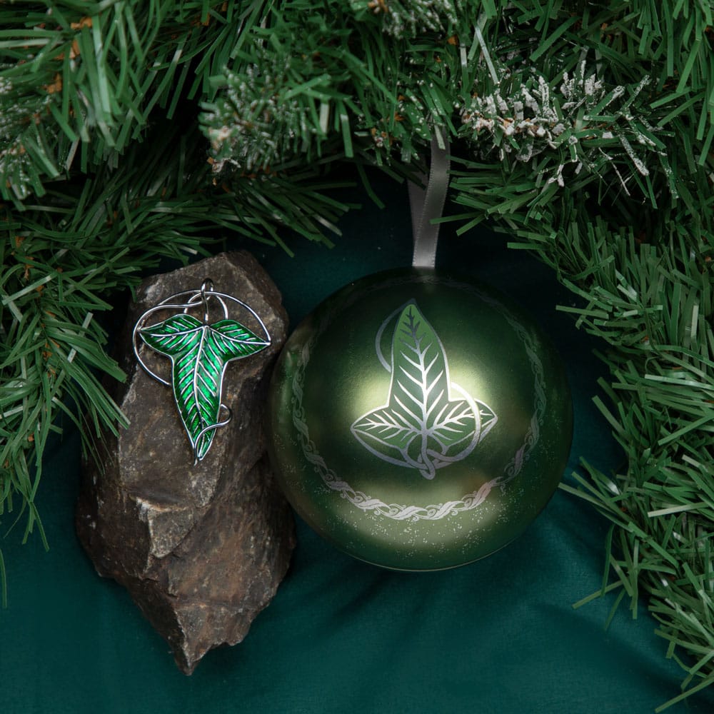 Bola de Navidad de El Señor de los Anillos con broche de hoja de Lórien
