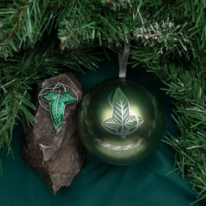Bola de Navidad de El Señor de los Anillos con broche de hoja de Lórien