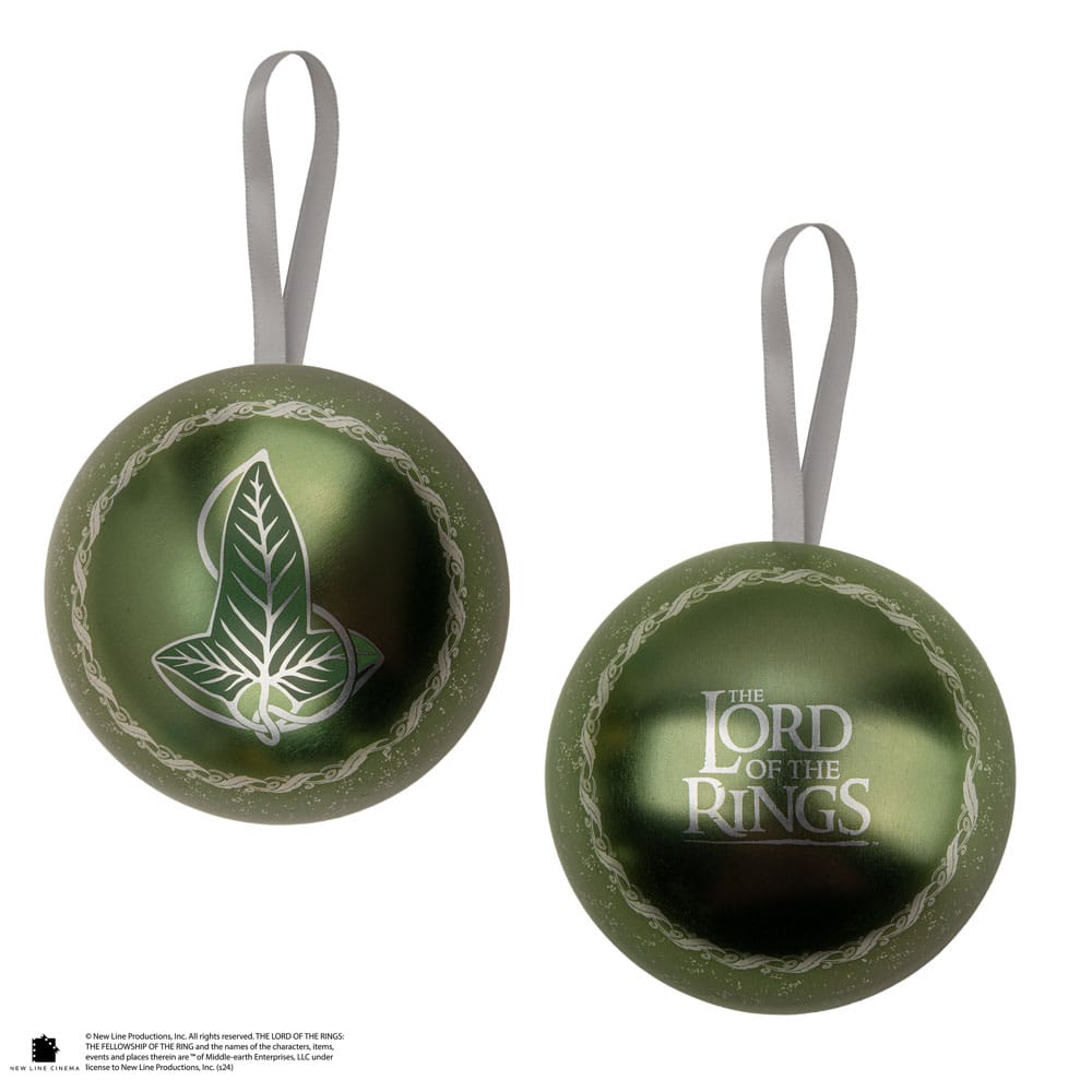 Bola de Navidad de El Señor de los Anillos con broche de hoja de Lórien