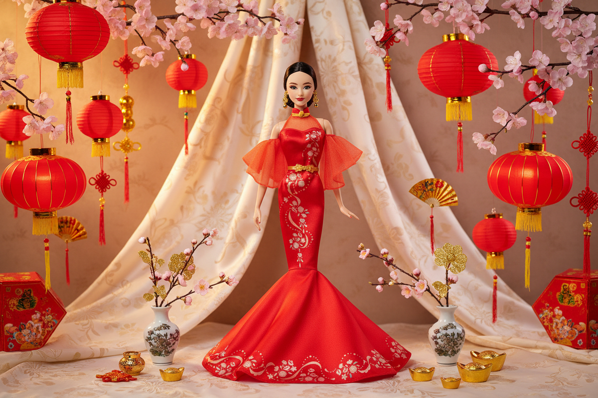 Muñeca Barbie Signature del Año Nuevo Lunar con vestido qipao