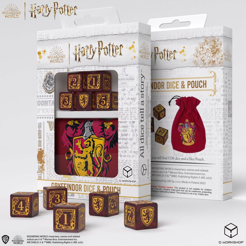 Set de Dés Harry Potter avec Pochette - Gryffondor
