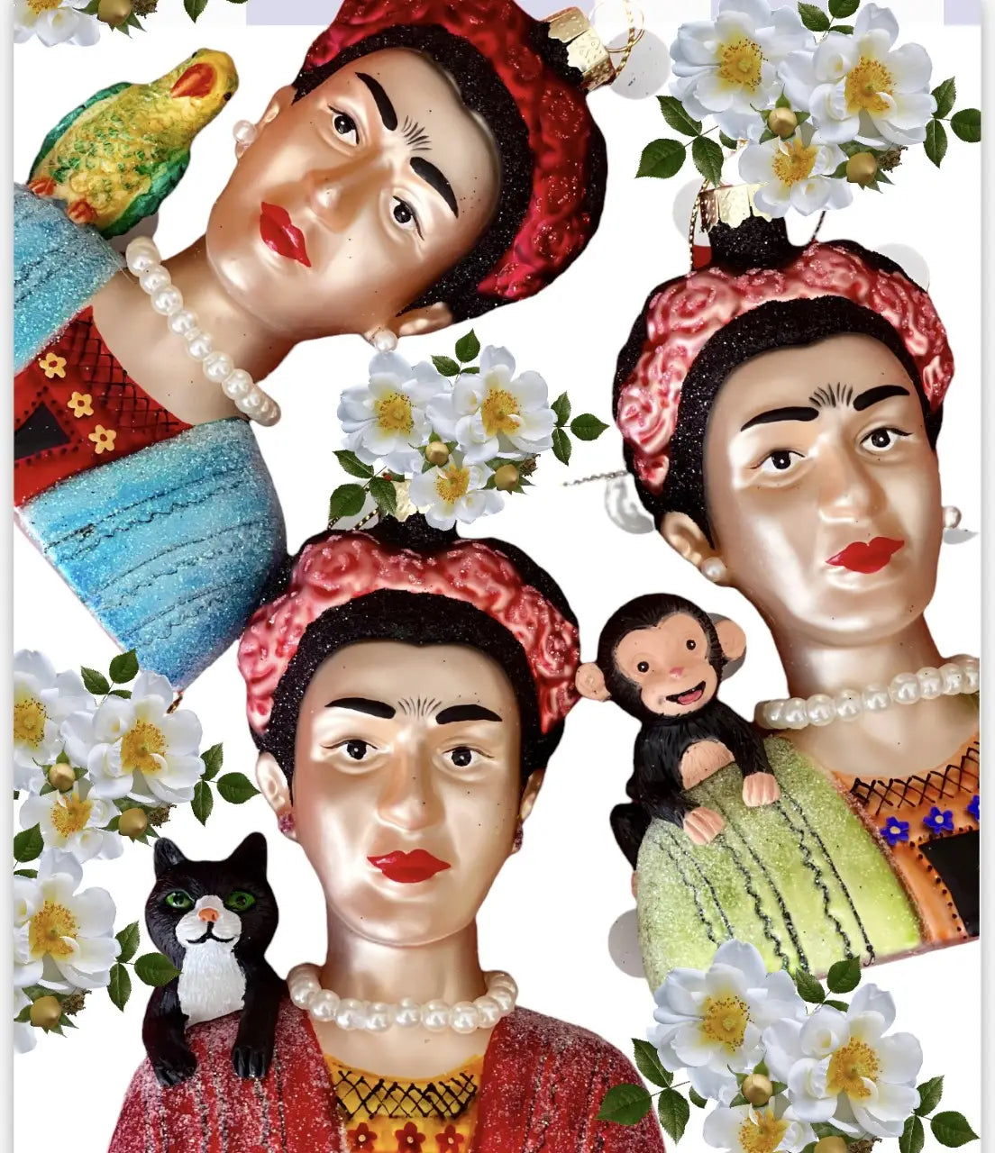 Adorno navideño Frida y su loro