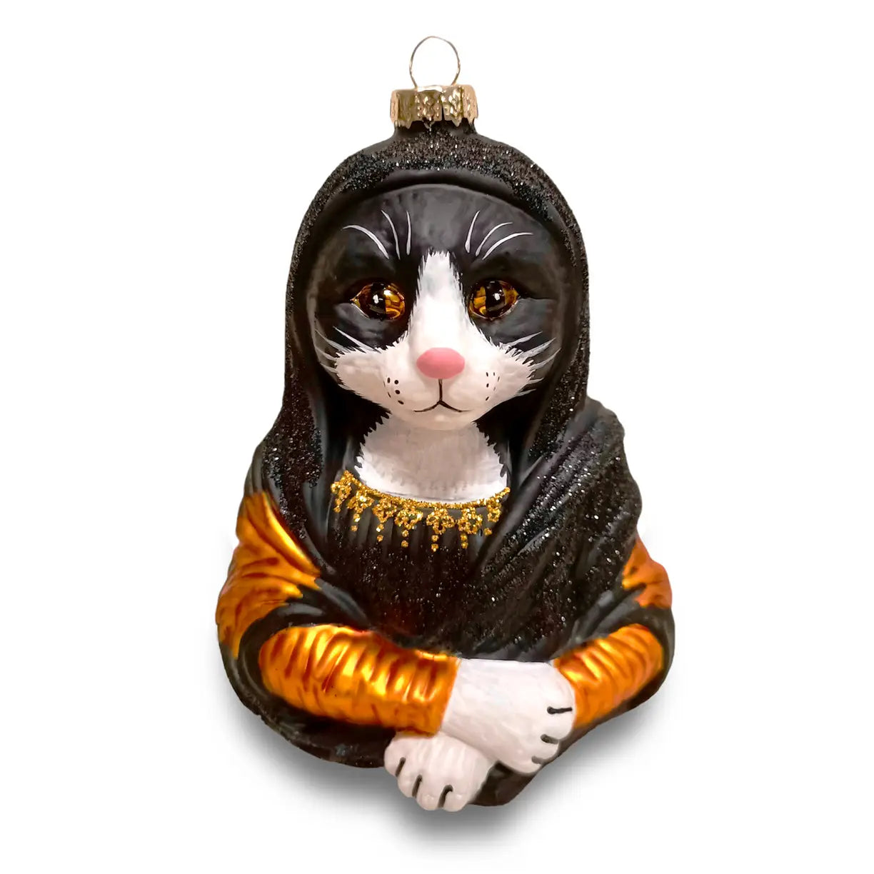 Boule de Noël Mona Lisa Chat Tuxedo