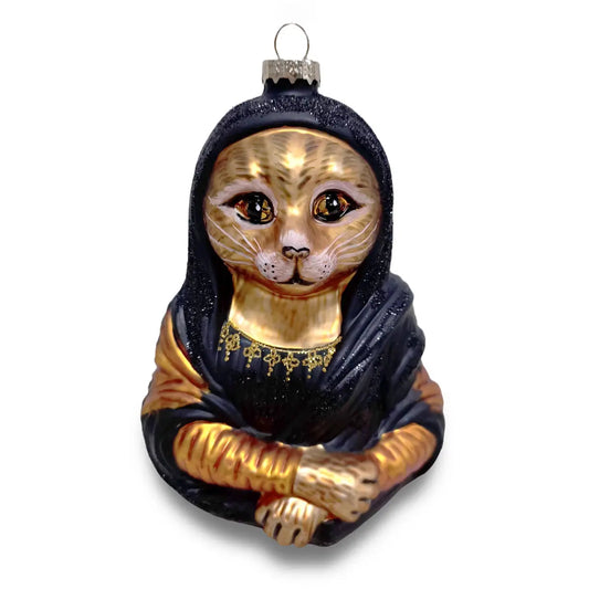 Mona Lisa Tabby Cat Christmas Bauble