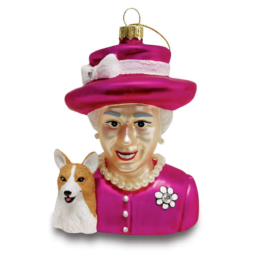 Adorno navideño Fucsia Queen Elizabeth &amp; Corgi