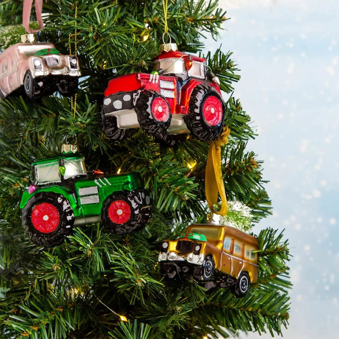 Boule de Noël Tracteur Vert