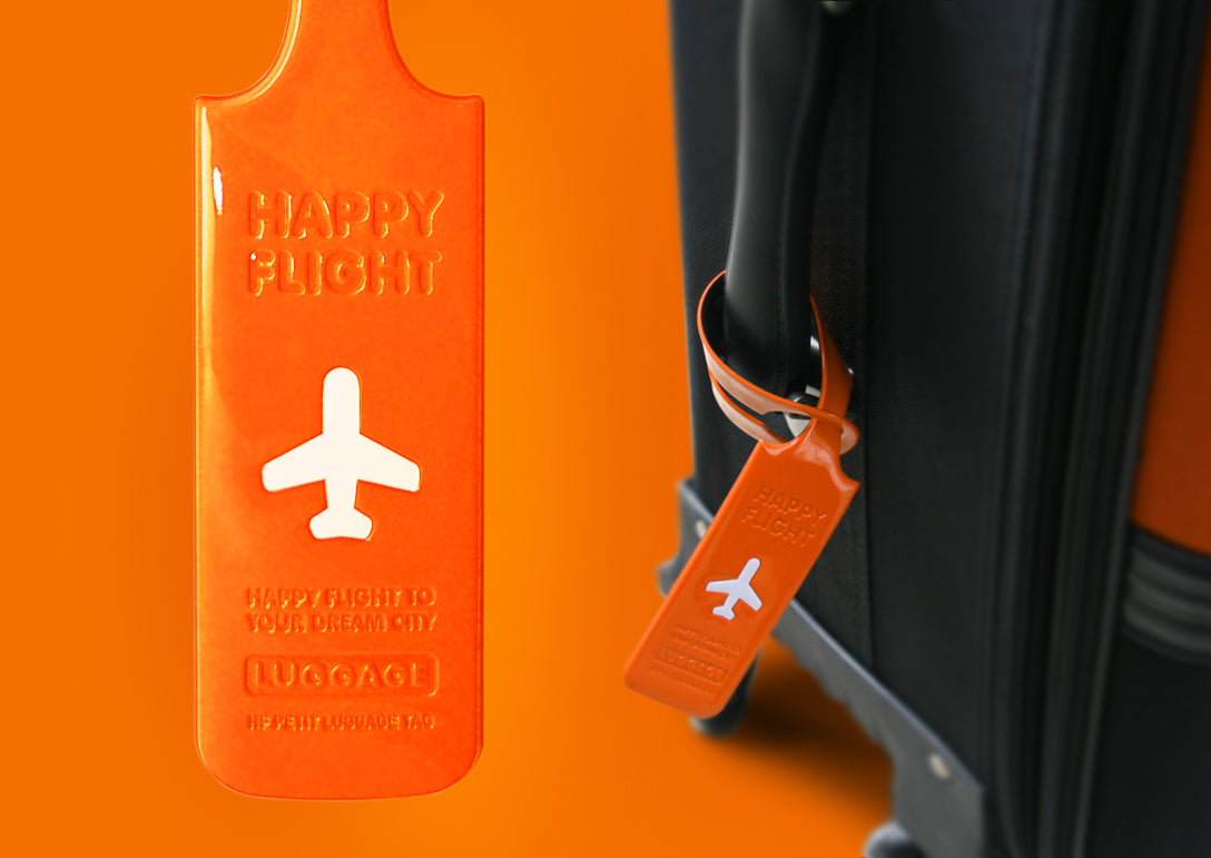 Etiqueta de bagagem de vôo feliz