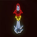 Neon da parede do foguete