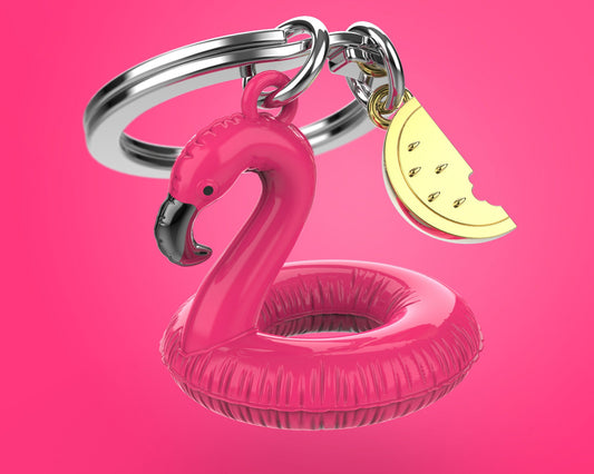 Pink Flamingo Buoy key ring