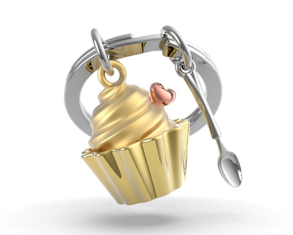 Gold Cupcake key ring