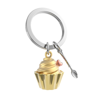 Gold Cupcake key ring