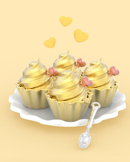 Gold Cupcake key ring