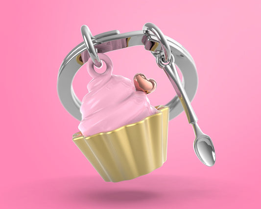 Pink Cupcake key ring