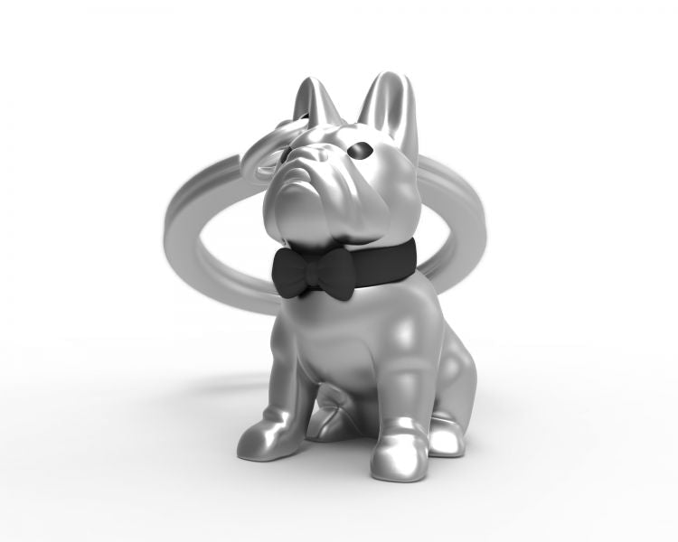 Zilveren bulldog sleutelhanger