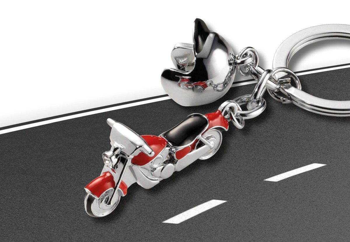 Porte-clés « KEY CRUISING » – Moto + Casque – Rouge