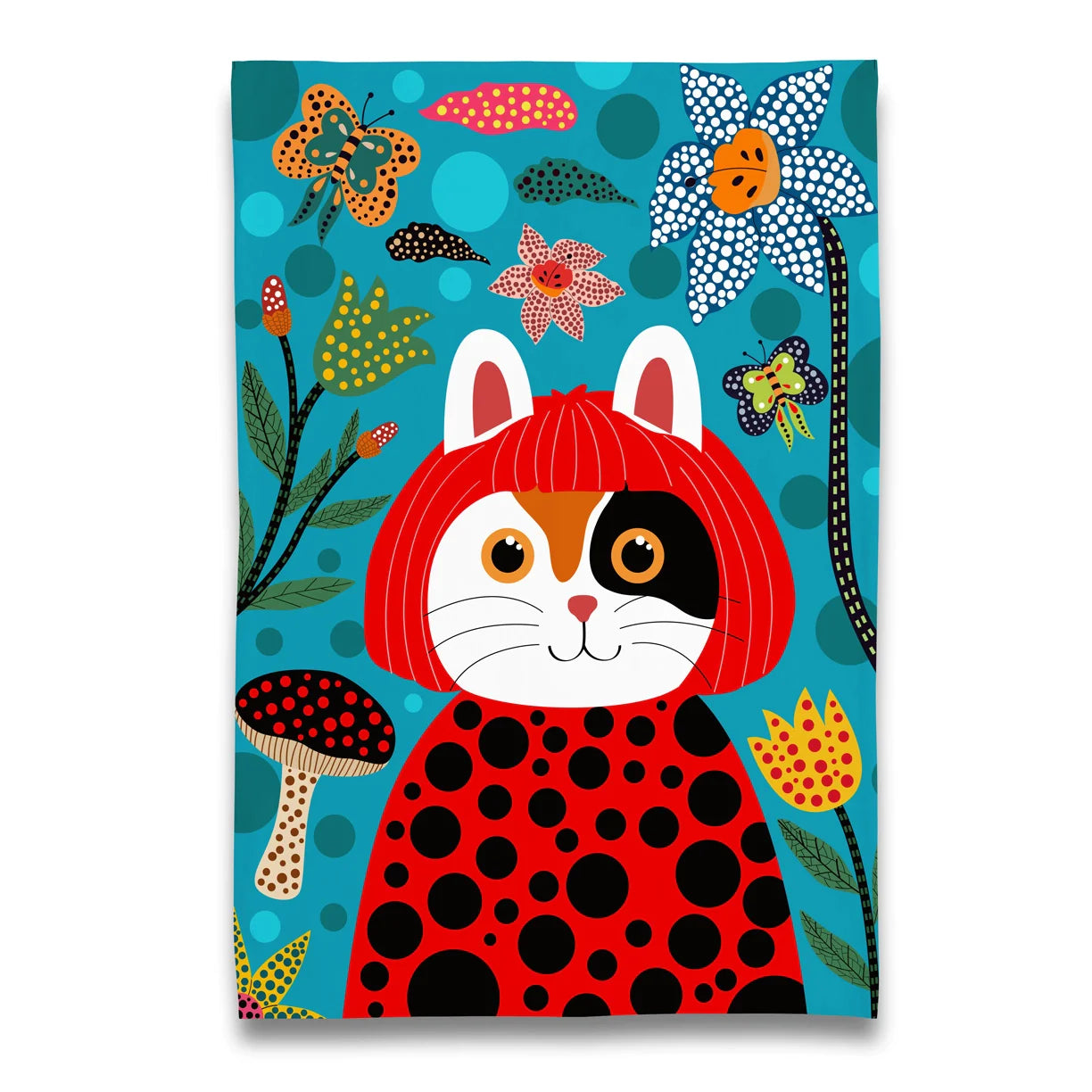 Paño de cocina Kusameow Yayoi Kusama Cat Calico 