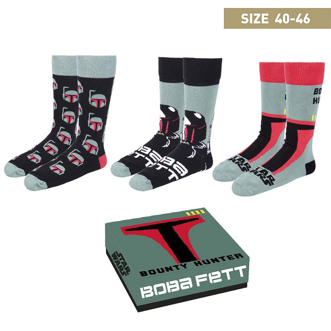 Pack 3 Pares de Calcetines Star Wars - Boba Fett 